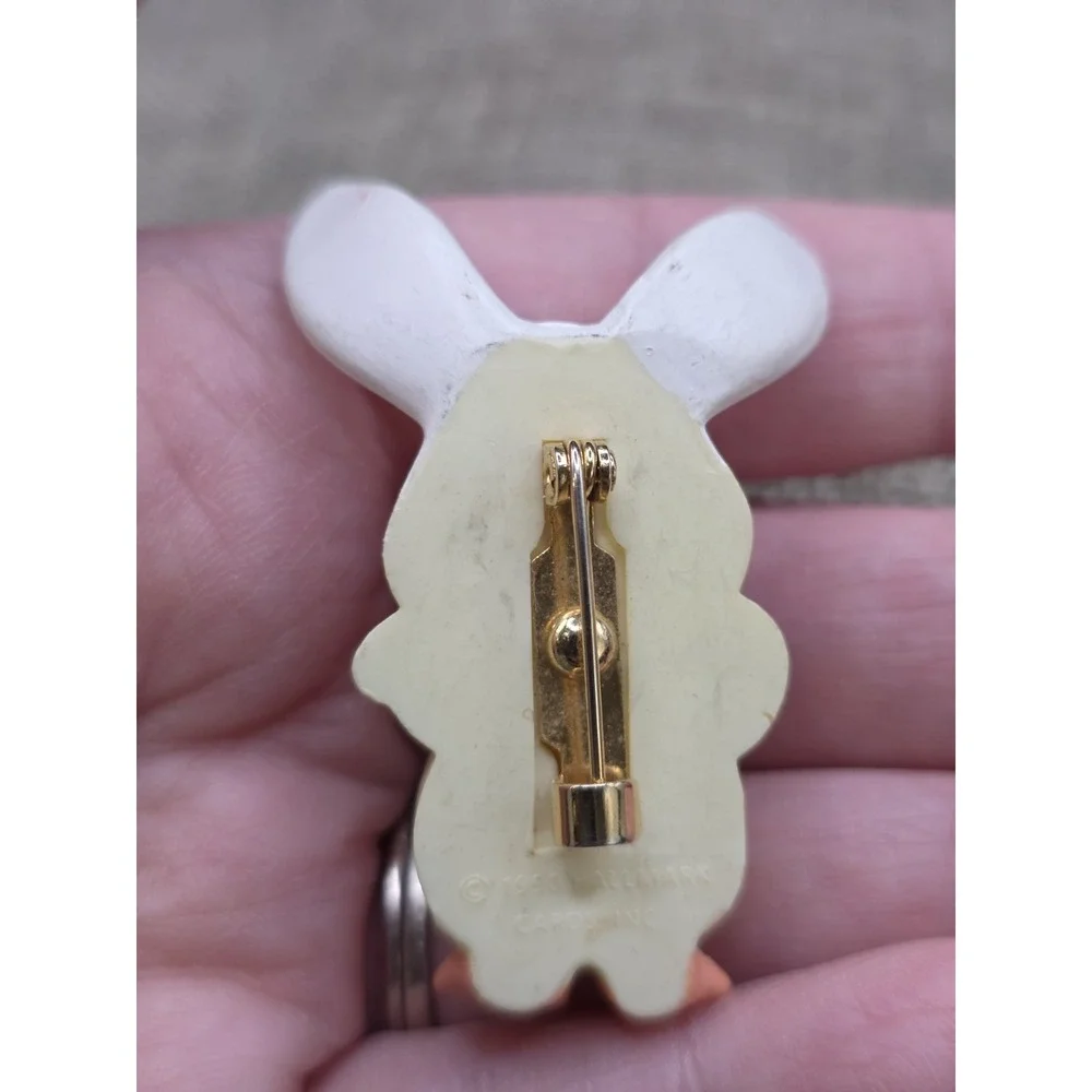 Vintage 1990 Hallmark Yellow Duck in Easter Bunny Rabbit Costume Ears Pin Brooch